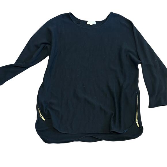 Michael Kors Black Pullover Sweater Zip Sides Goth Punk Witchy Slouchy 2X - Picture 2 of 7